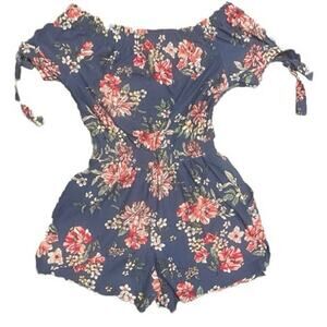 Derek Heart Blue Floral Romper